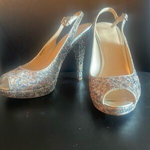 Nine West metallic slingback heels